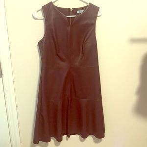Oxblood faux leather dress
